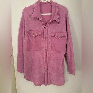 Terry Cloth Button Up Shirt